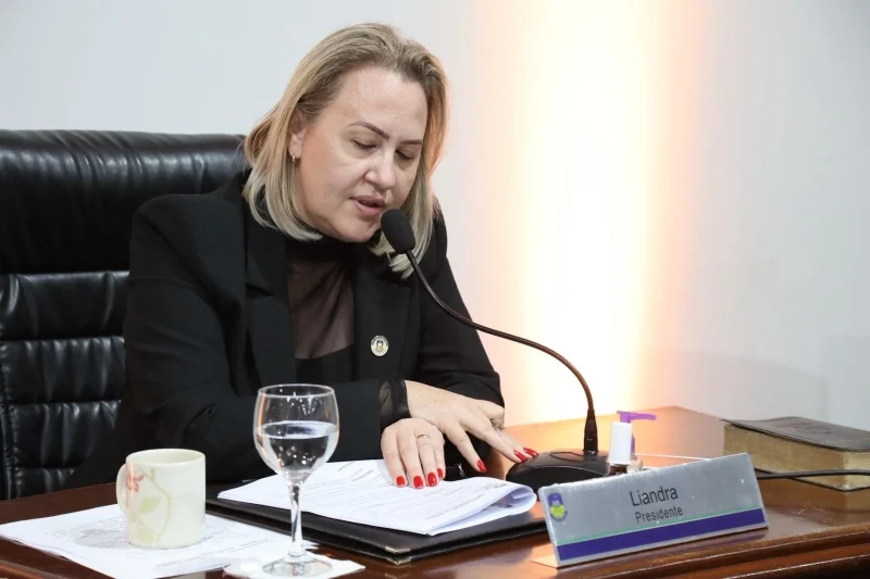 Vereadora Liandra da Saúde (PSDB) em sessão da Câmara de Dourados (Foto: F. Grott/CMD)