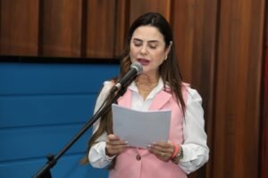 Deputada Mara Caseiro, autora do projeto, durante sessão plenária na ALEMS (Foto: Divulgação).