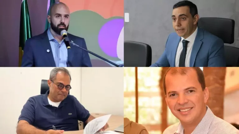 Novos titulares da Semadesc, Artur Falcette; da SAD, Roberto Gurdel; da SEC, José Francisco Sarmento Nogueira; e da Setesc, Alessandro Menezes de Souza (Foto: Divulgação).